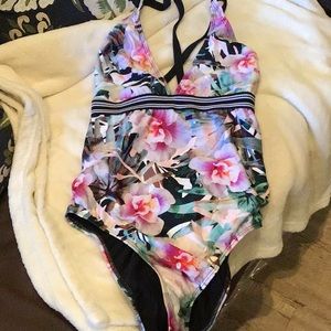 Swim Suit One Piece Floral Print